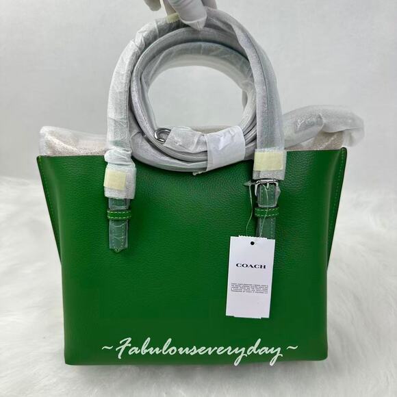 Coach Mollie Tote Bag 25 Crossbody In Leather/Kelly Green CV966 NWT - Picture 2 of 9
